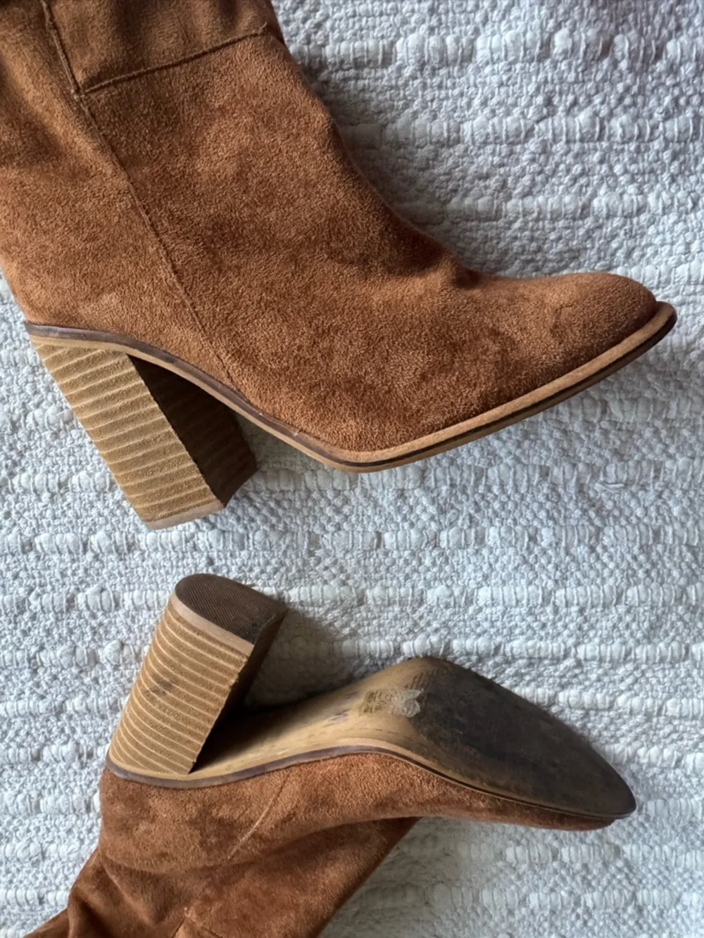 Mi.Im The Saint Handmade Suede Block Heel Tall Boots - Brown